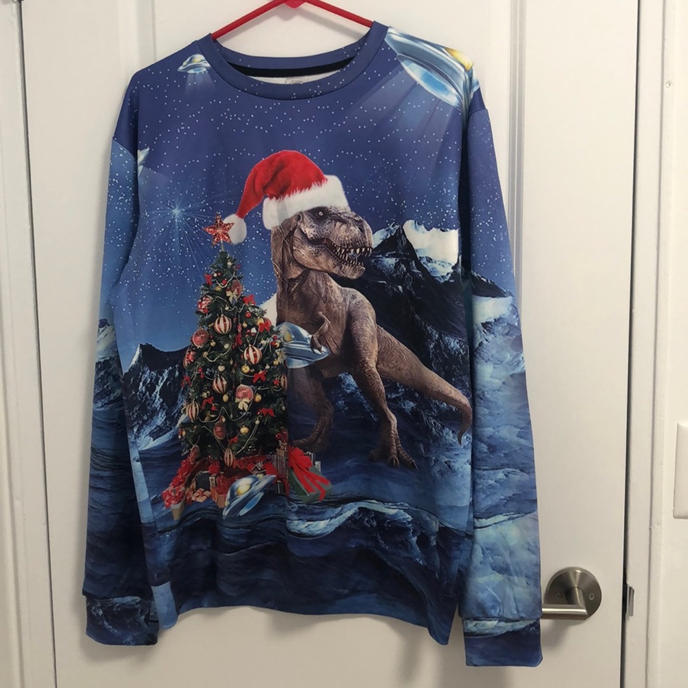 Men’s XL Ugly Christmas sweater. DINOS